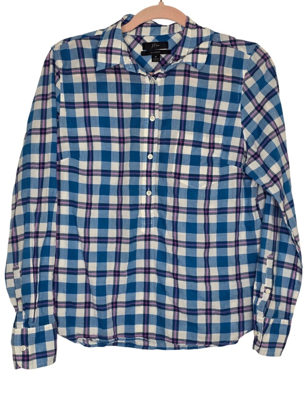 J.Crew Classic-Fit Plaid Popover Blouse